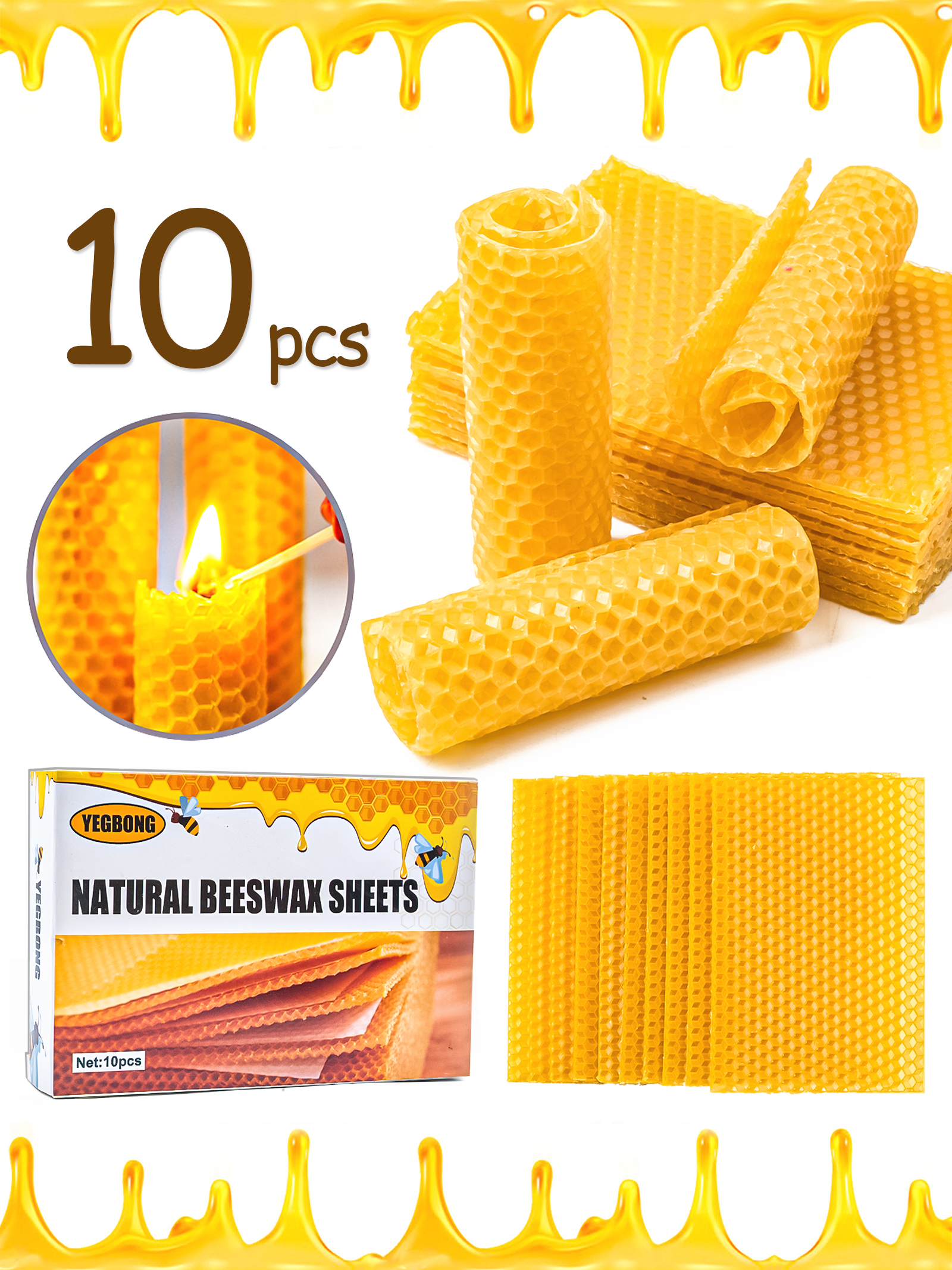 Candle Making Supplies Usa - 10Pcs Natural Honeycomb Bee Wax Sheets