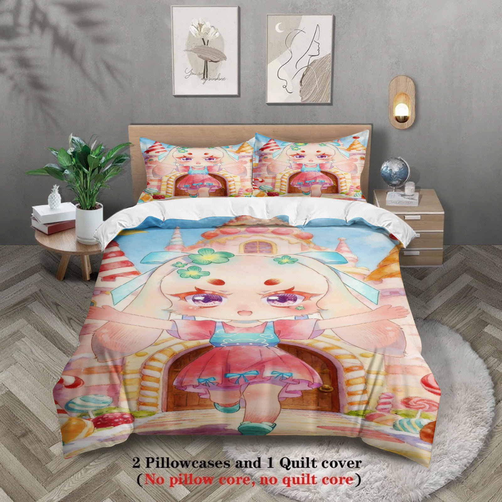 Candle. Queen - Softville Cozy Town 3PCS Bedding Sets